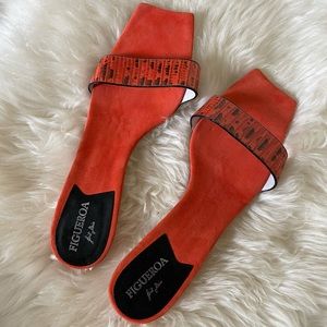 Suede Square Toe Slides Kitten Heels